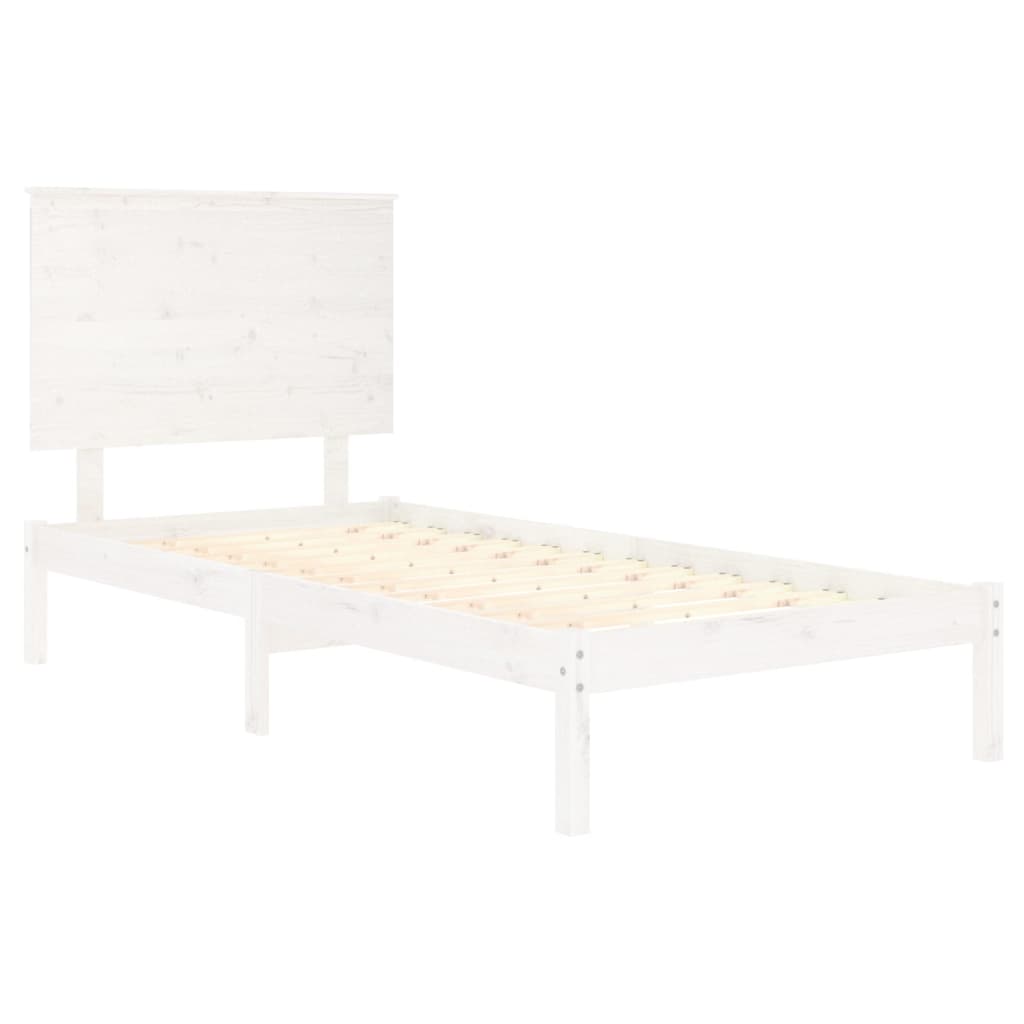 Cama sem colchão 100x200 cm madeira de pinho maciça branco