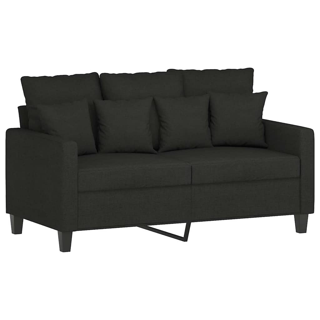 3 Pcs conjunto de sofás com almofadões tecido preto