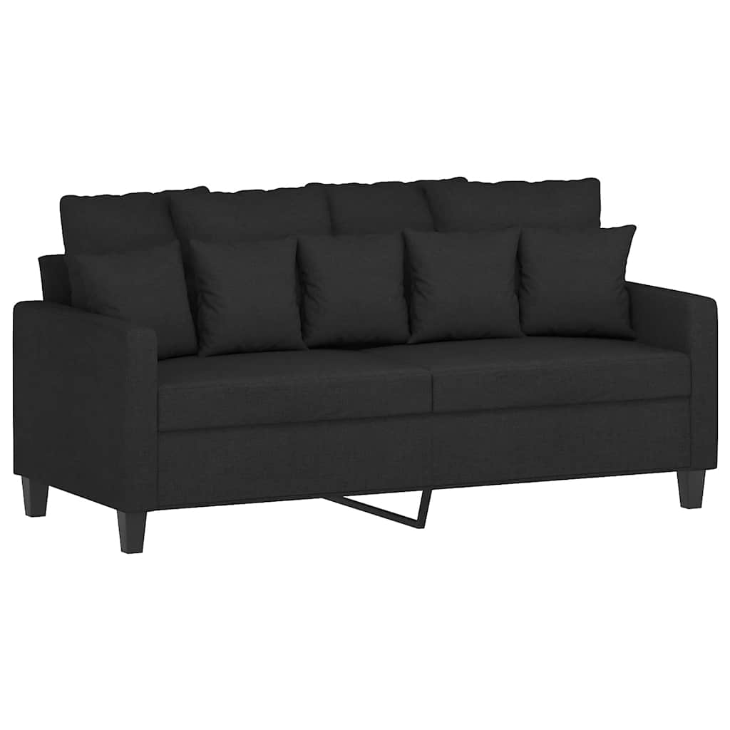 3 Pcs conjunto de sofás com almofadões tecido preto
