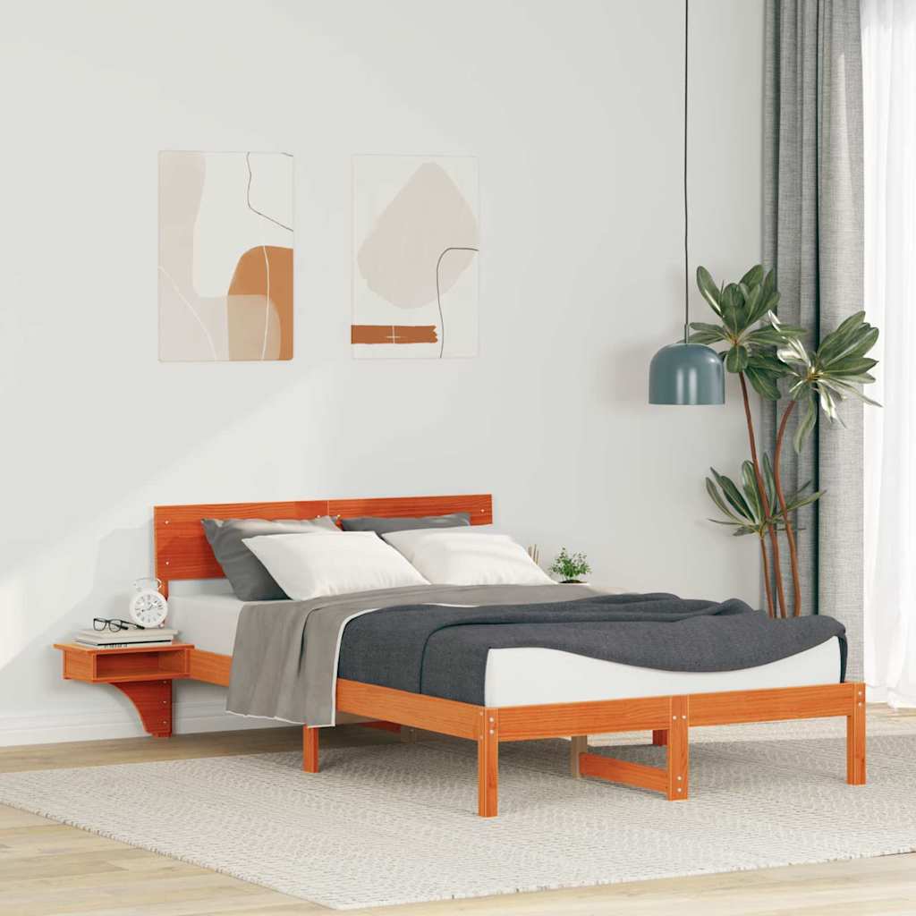 Estrutura da cama com cabeceira marrom cera 120 x 200 cm
