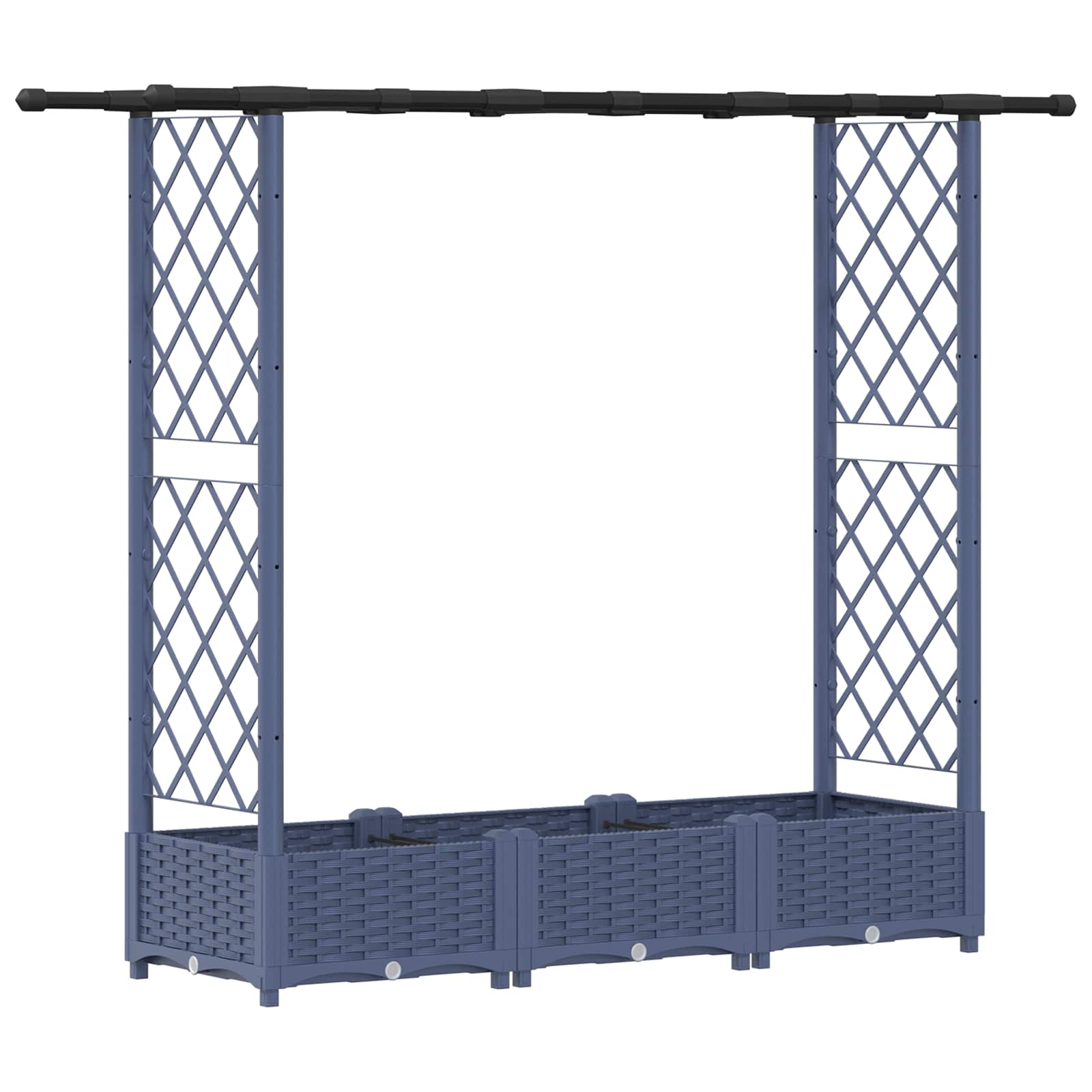 Cama elevada com treliça e telhado cinzento 164 x 40 x 121 cm