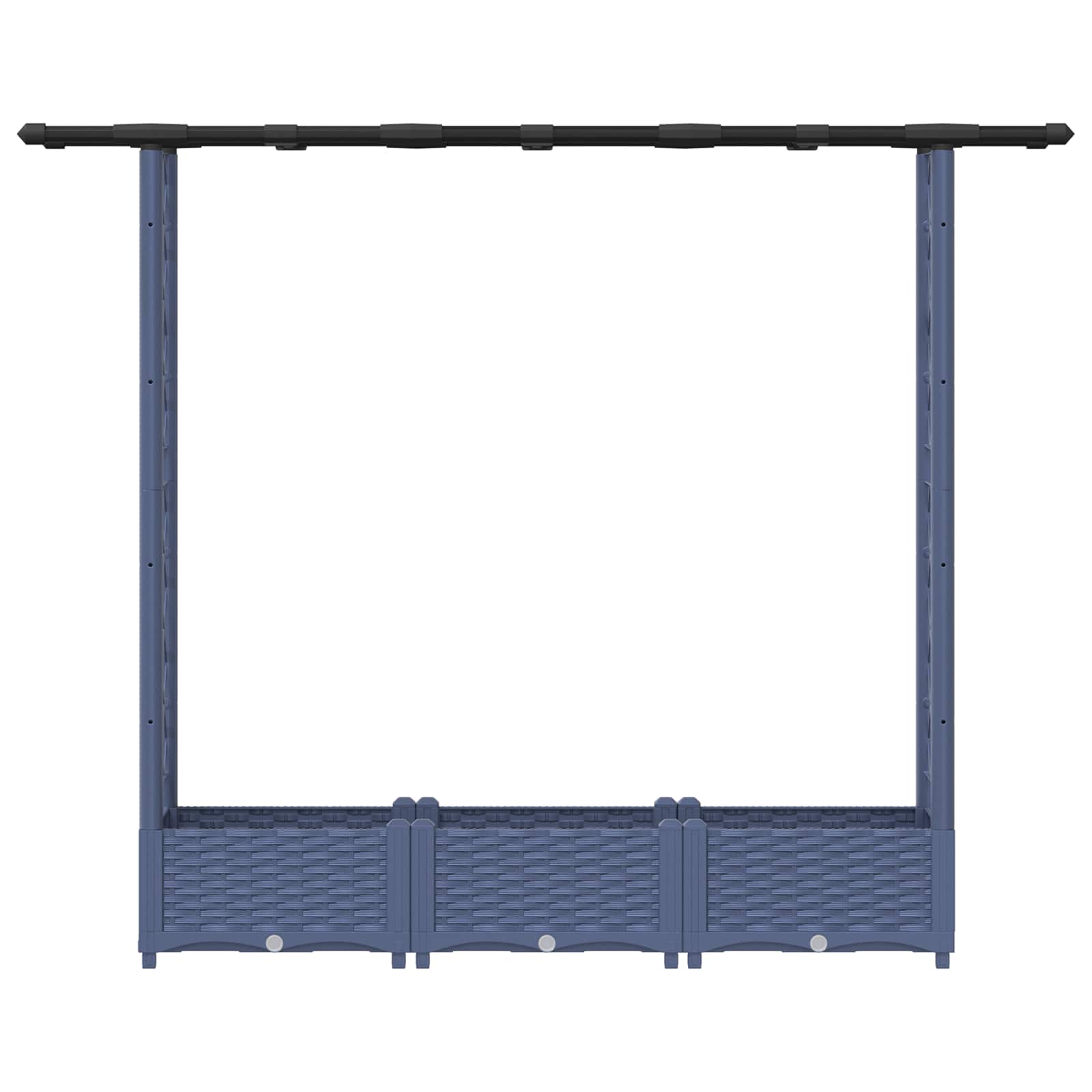 Cama elevada com treliça e telhado cinzento 164 x 40 x 121 cm