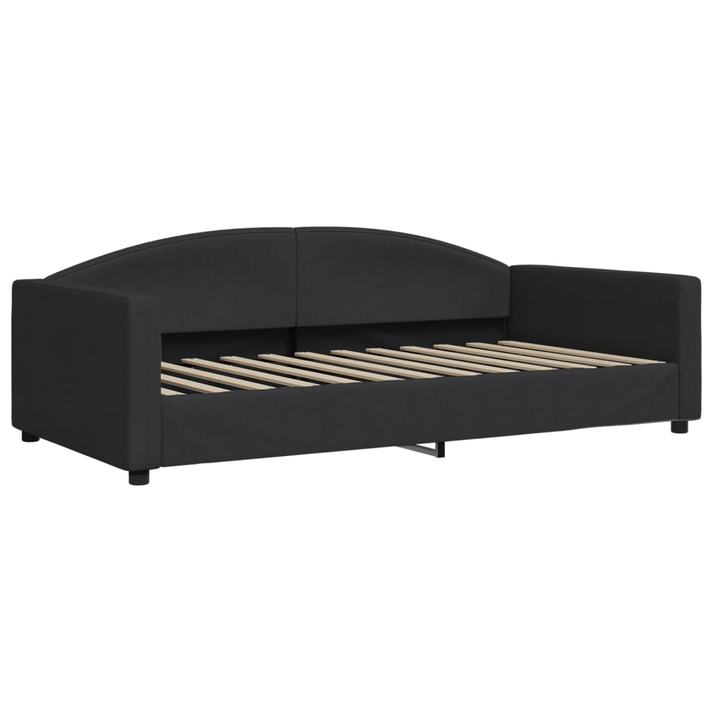Sofá-cama com gavetão e colchões 100x200 cm tecido preto
