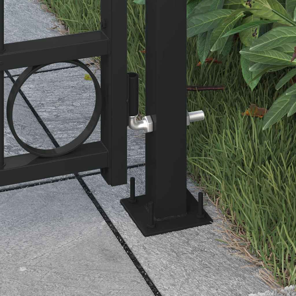 Portão de cerca assen com topo arqueado e 2 postes 105x170 cm preto