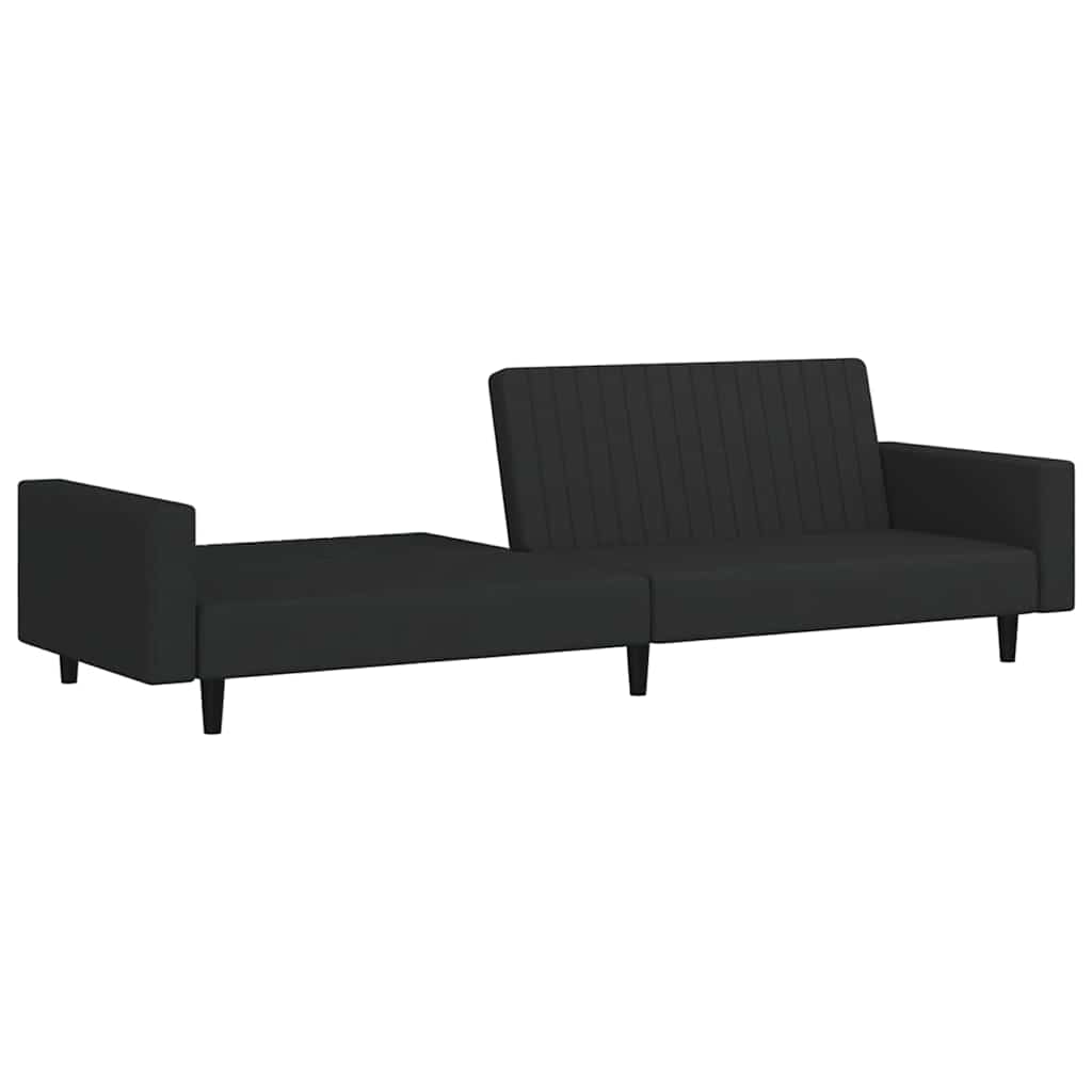 Sofá-cama de 2 lugares veludo preto