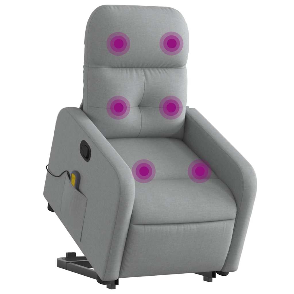 Poltrona reclinável massagens tecido cinzento-claro