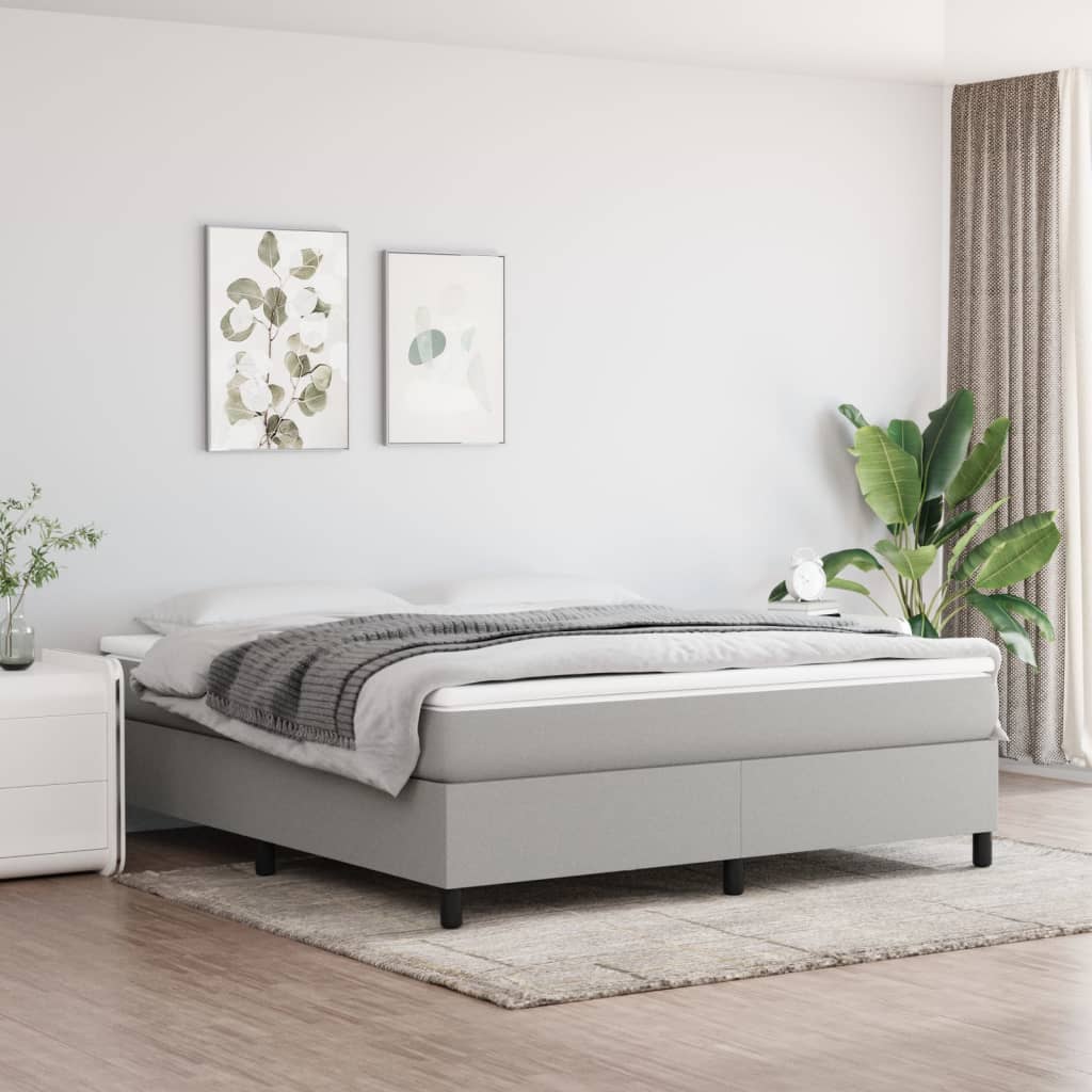 Estrutura de cama com molas 160x200 cm tecido cinzento-claro