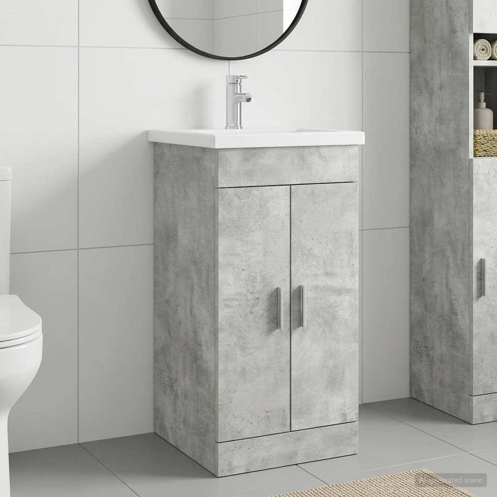 Gabinete de banheiro com pia cinzento cimento 42 x 40 x 84,5 cm
