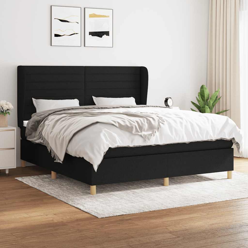 Cama com molas/colchão 180x200 cm tecido preto
