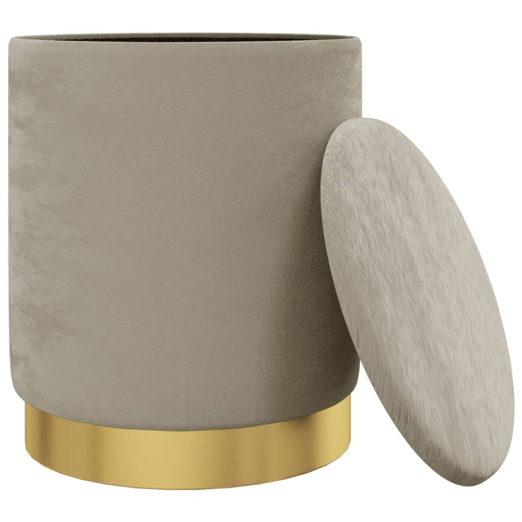 Banqueta com arrumação redonda veludo 31 x 37 cm cinzento-escuro