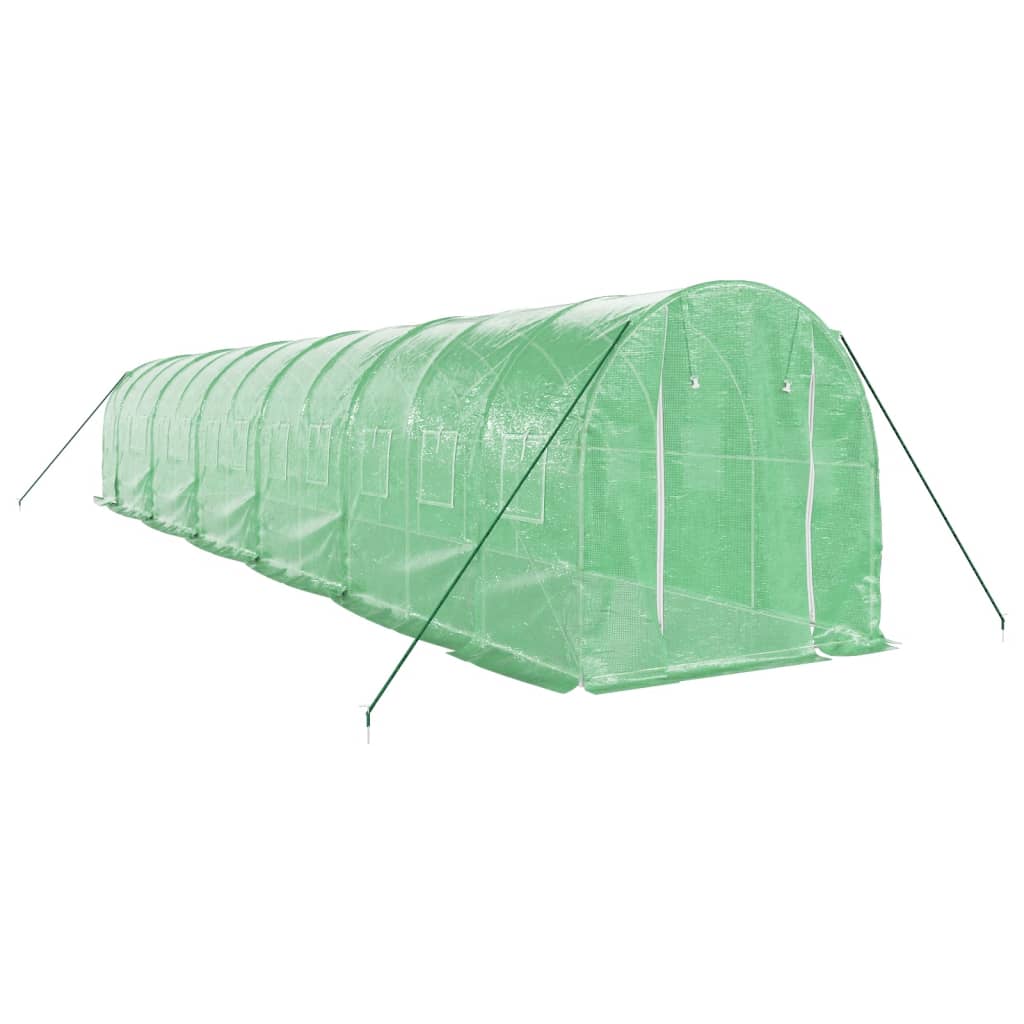 Estufa com estrutura de aço 24 m² 12x2x2 m verde