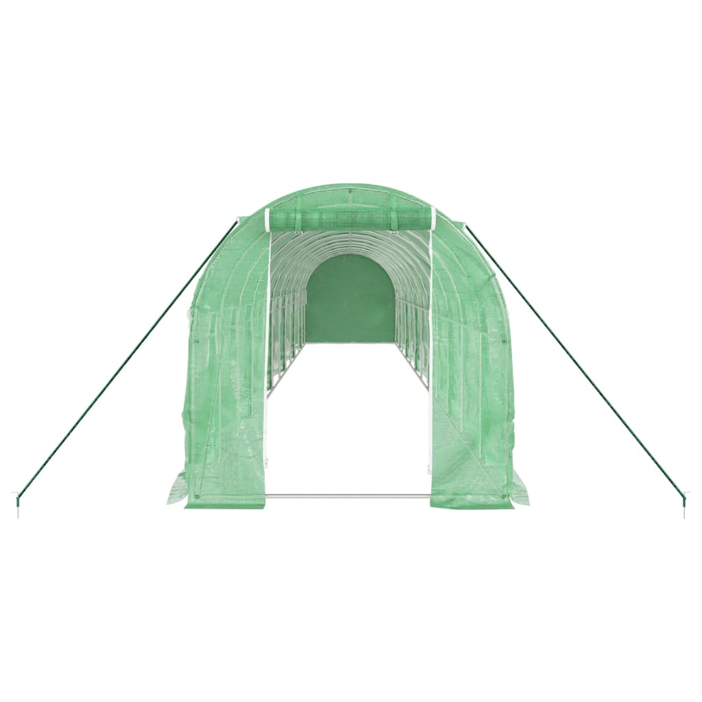 Estufa com estrutura de aço 24 m² 12x2x2 m verde