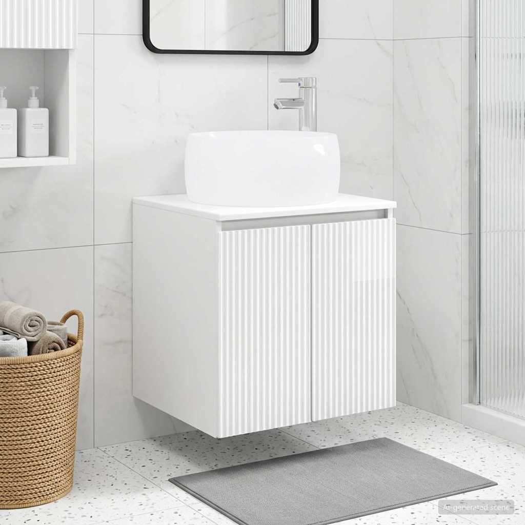 Vaidade com pia suspensa branco brilhante 49,5 x 44,5 x 66 cm