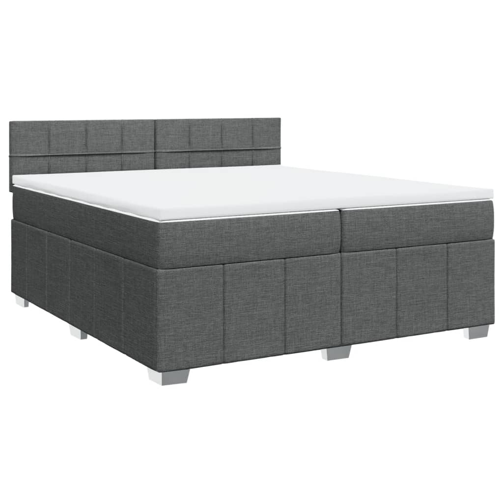 Cama com molas/colchão 200x200 cm tecido cinzento-escuro