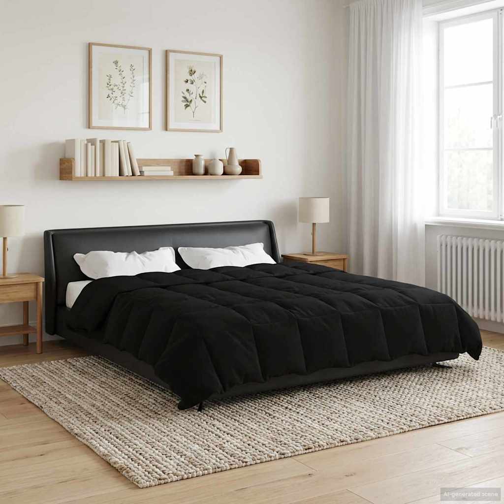 Edredom de verão simples preto 220 x 240 cm microfibra