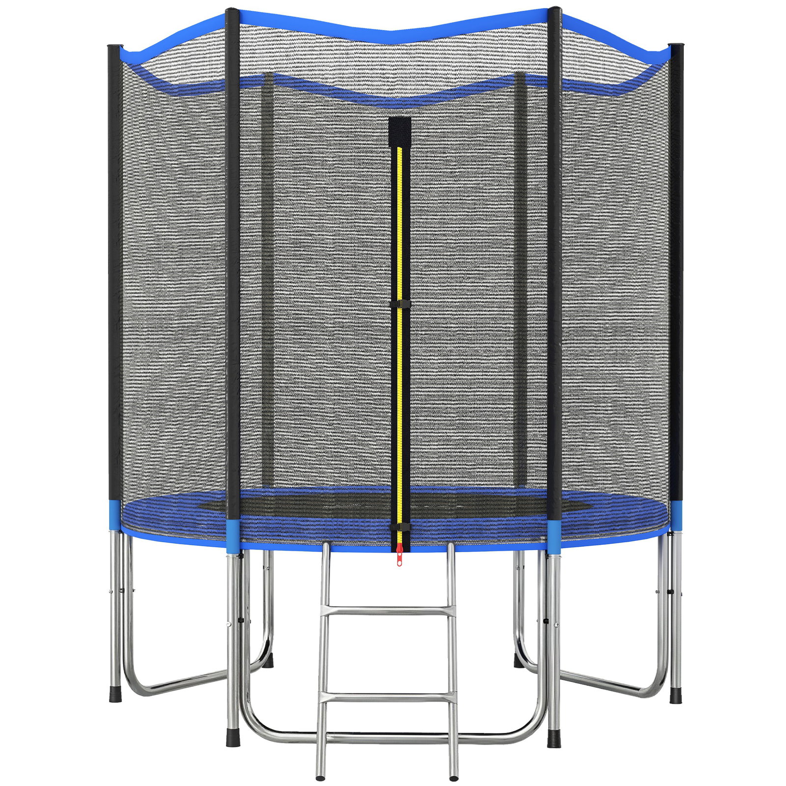 Cama elástica exterior ø183 cm trampolim para crianças com rede de segurança escada e acolchoamento de molas azul