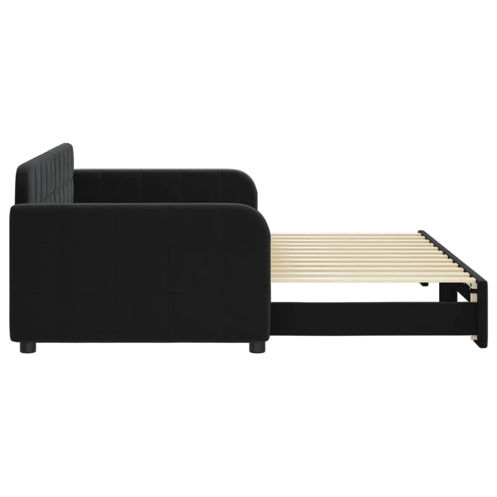 Sofá-cama com gavetão 90x200 cm veludo preto