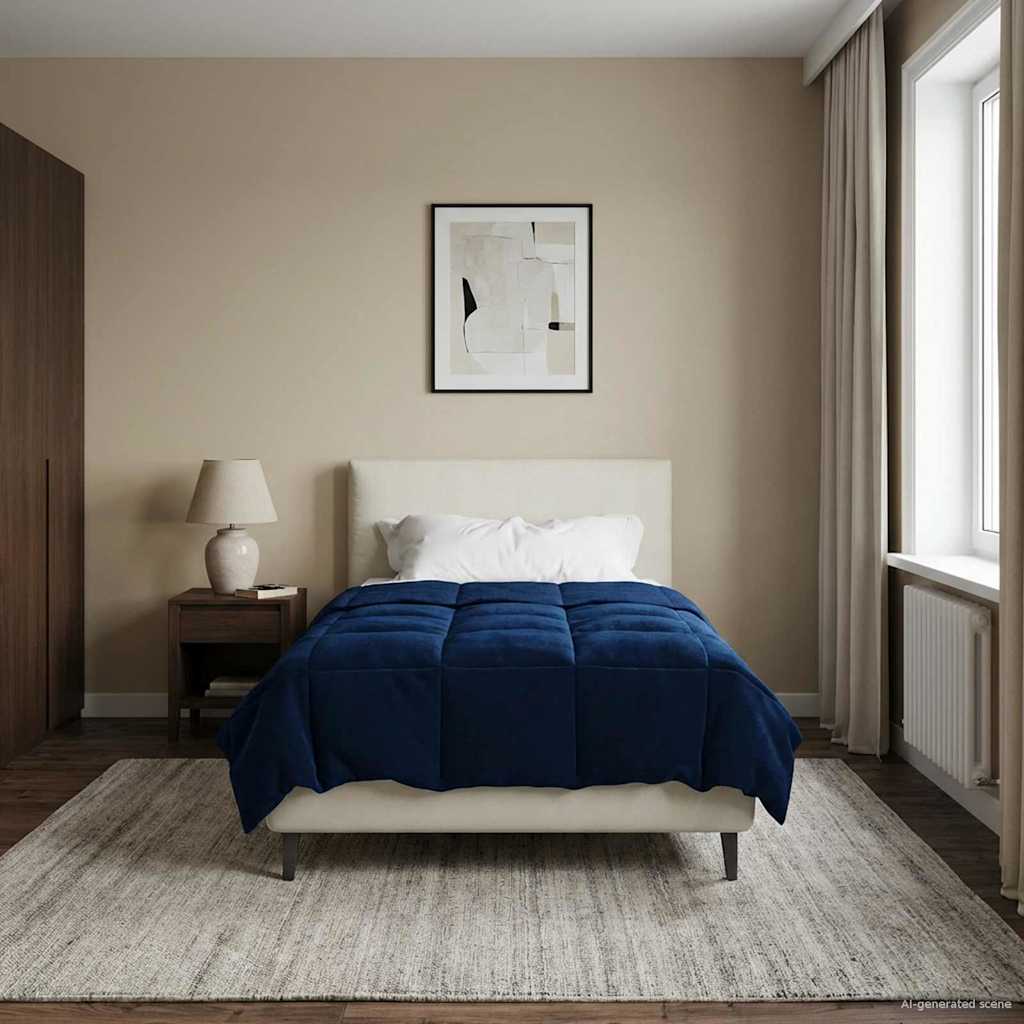 Edredom de verão simples azul escuro 135 x 200 cm microfibra
