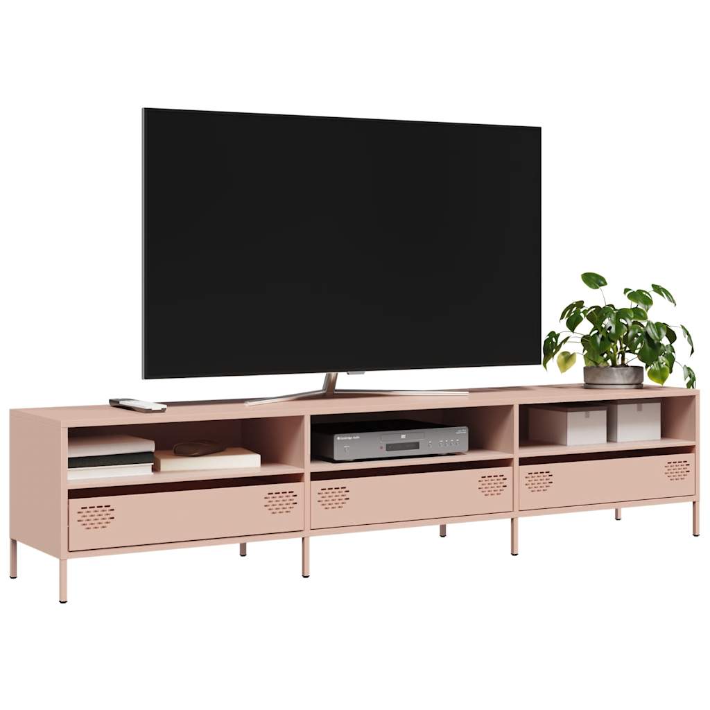 Móvel de TV 202x39x43,5 cm aço laminado a frio rosa