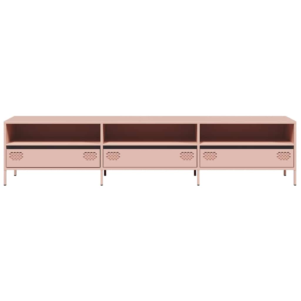 Móvel de TV 202x39x43,5 cm aço laminado a frio rosa