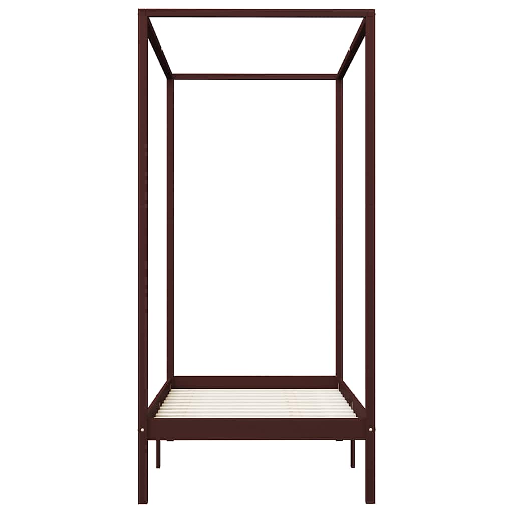 Estrutura cama com toldo 100x200cm pinho maciço castanho-escuro