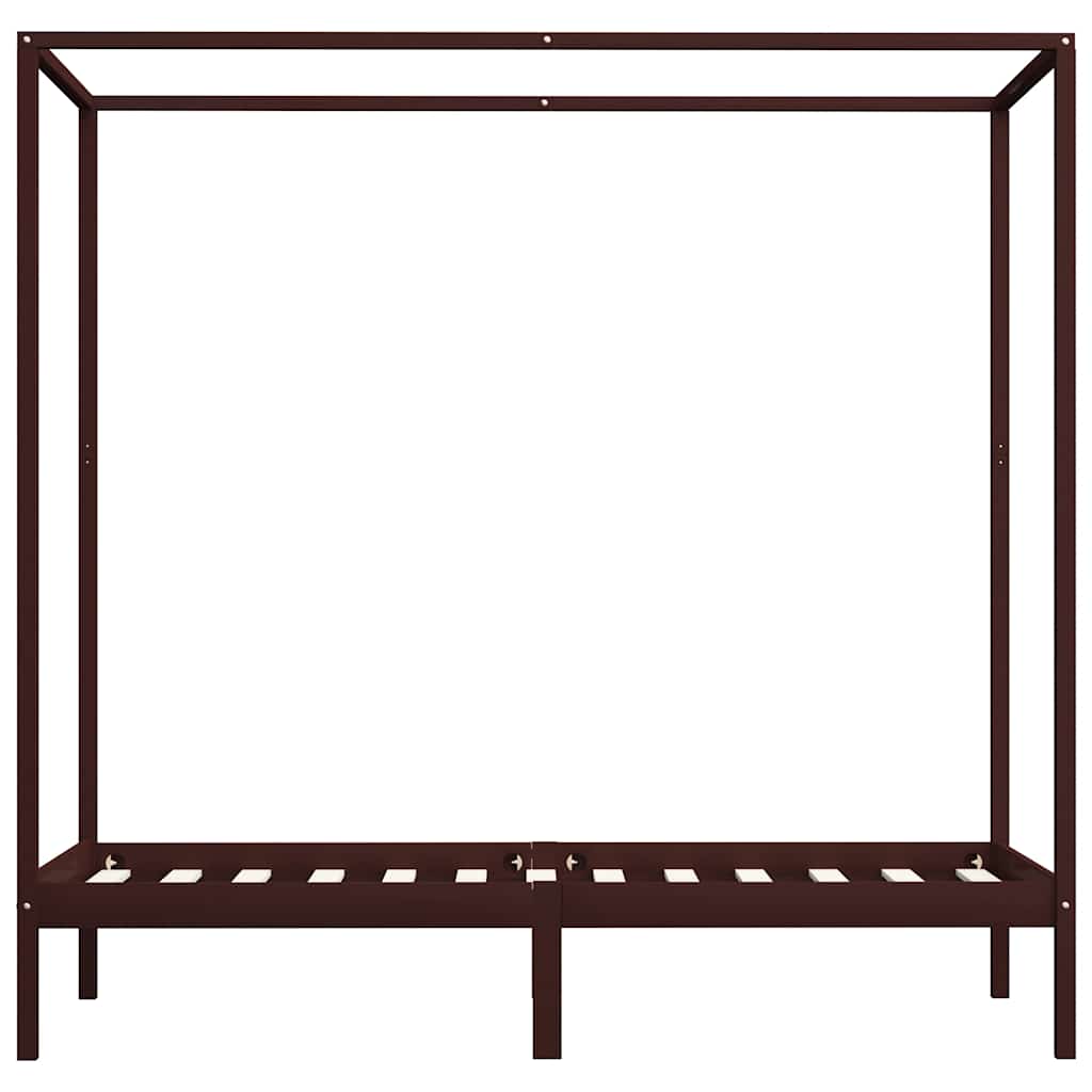 Estrutura cama com toldo 100x200cm pinho maciço castanho-escuro
