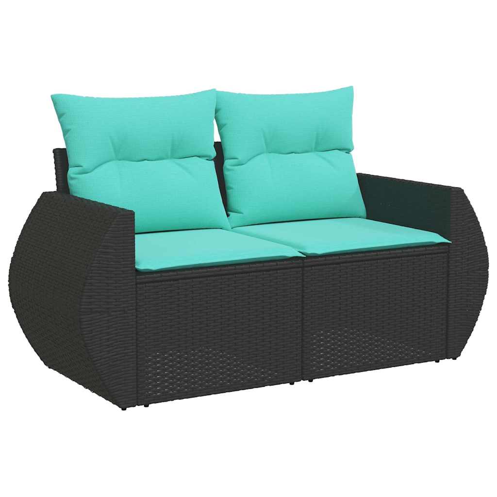 6 Pcs conjunto sofás jardim c/ almofadões vime PE/acácia preto