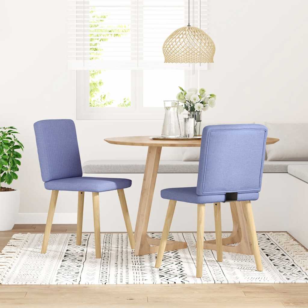 Cadeiras de jantar 2 pcs jeans tecido azul