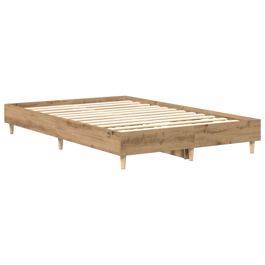 Estrutura de cama sem colchão 140x190 cm carvalho artesanal