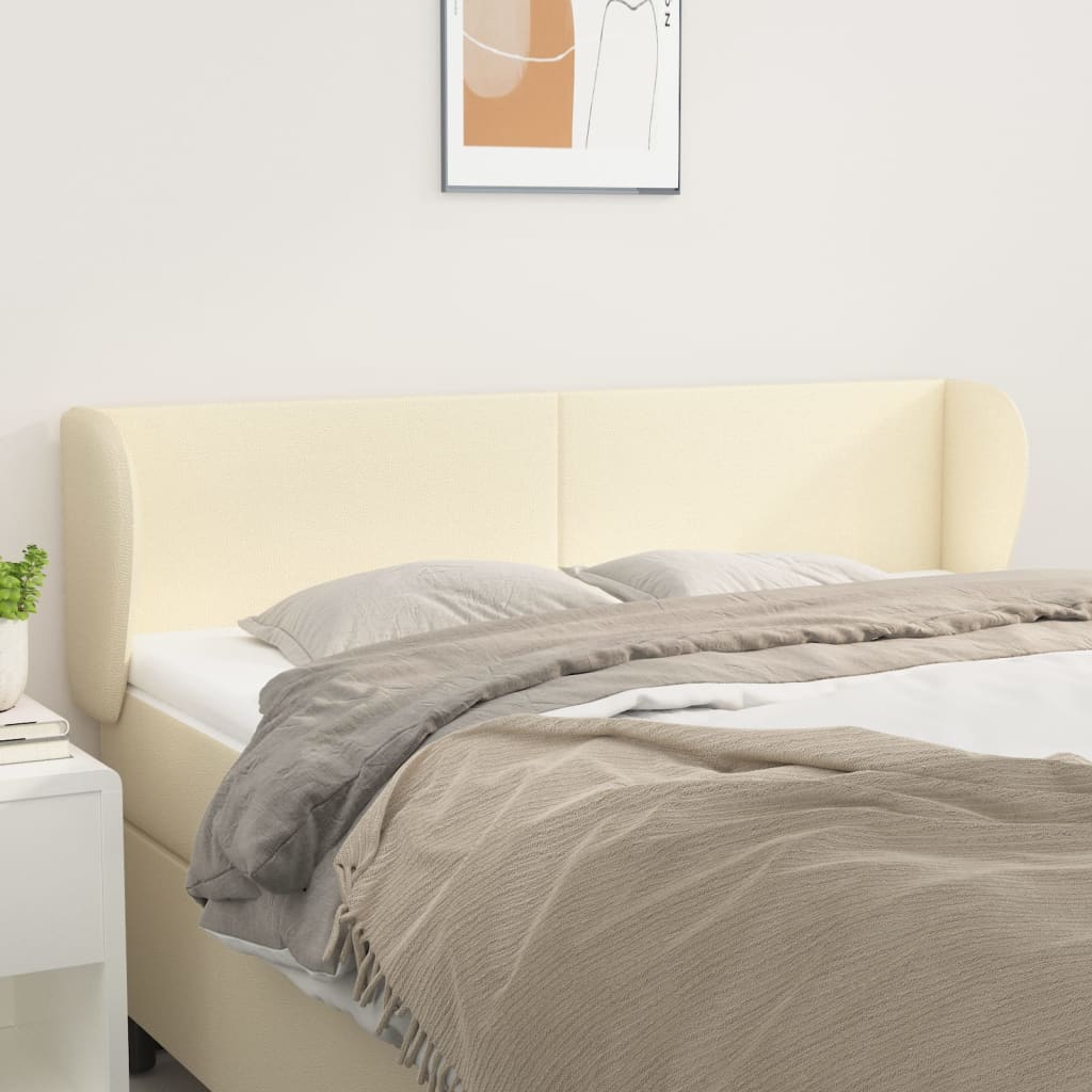 Cabeceira de cama c/ abas couro artificial 147x23x78/88cm creme