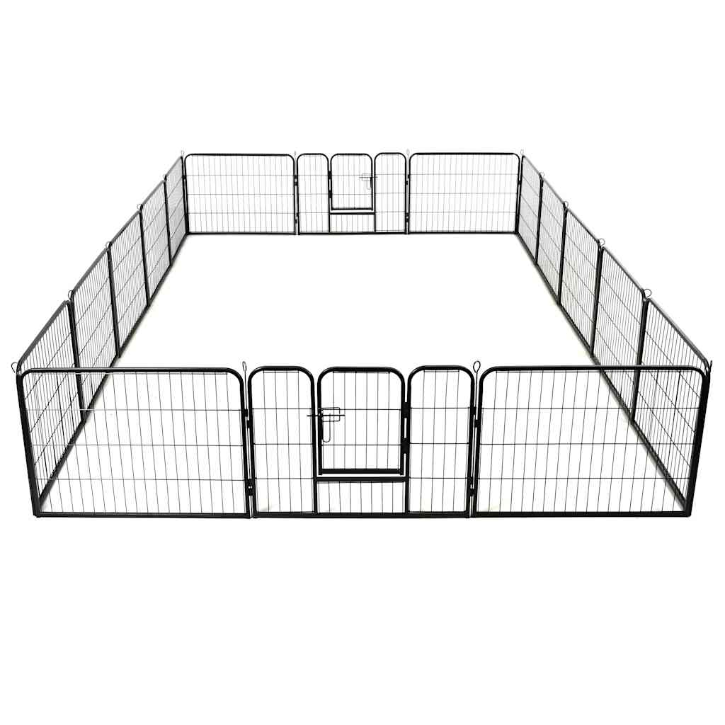 Parque para cães 16 painéis aço 60x80 cm preto