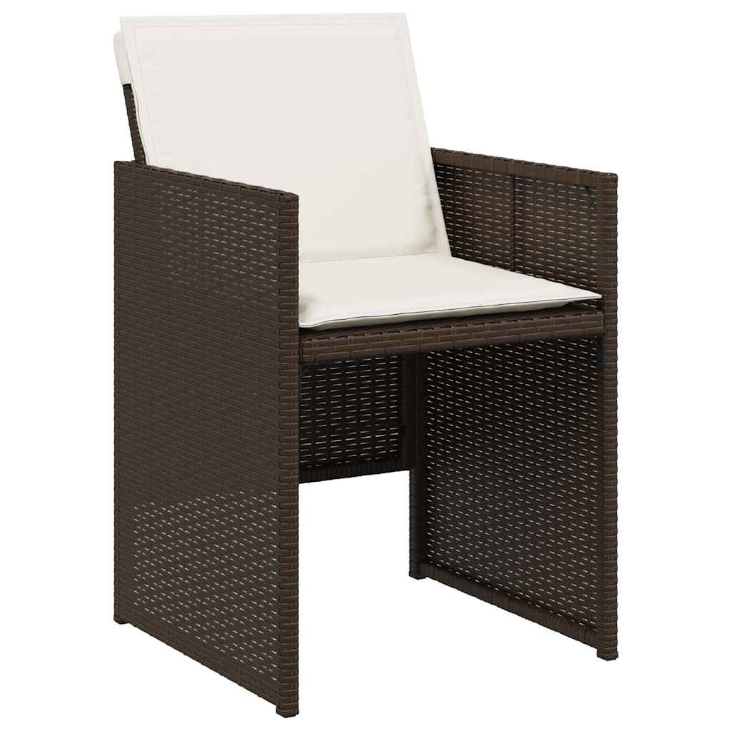 5 Pcs conjunto jantar p/ jardim c/ almofadões vime PE castanho