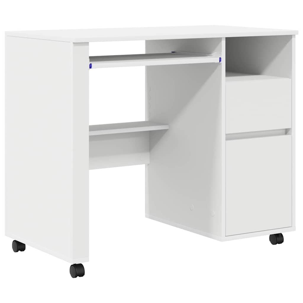 Mesa com rodas branco derivados de madeira 91 x 50 x 77 cm
