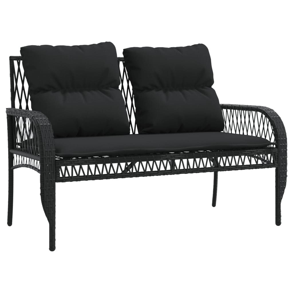 4 Pcs conjunto de sofás para jardim c/ almofadões vime PE preto