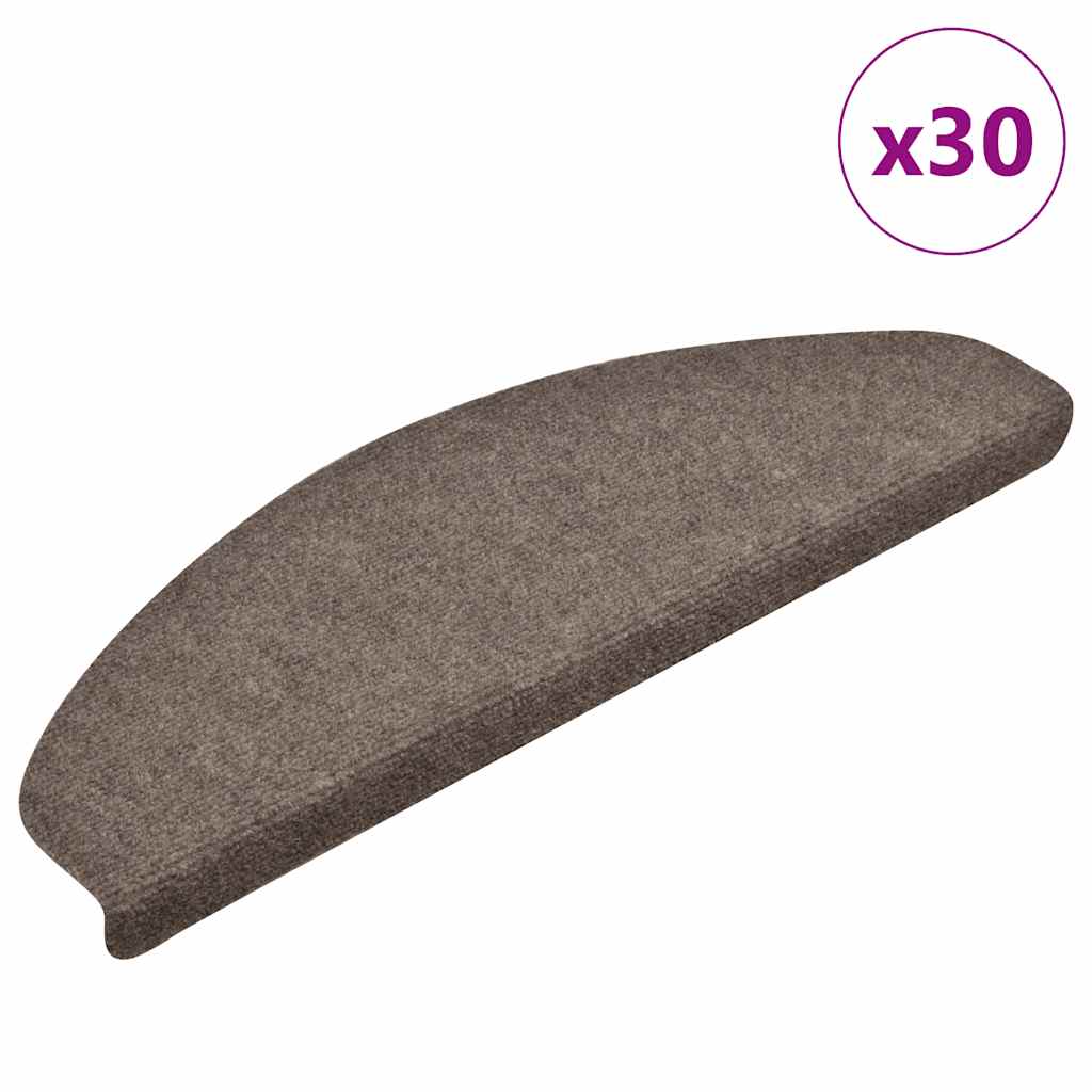 Tapetes de escada autoadesivos 30 peças 65x21x4 cm bege semicircular grande