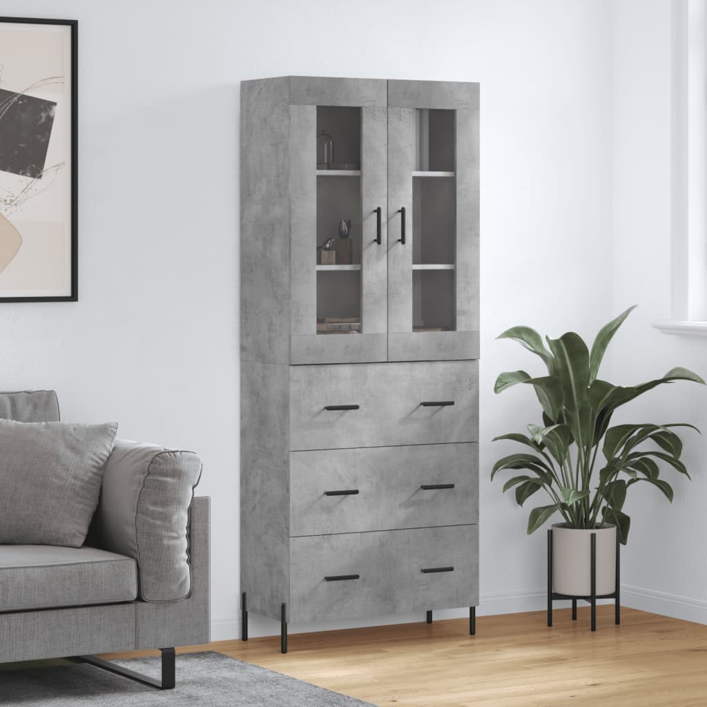 Armário alto 69,5x34x180 cm derivados de madeira cinza cimento