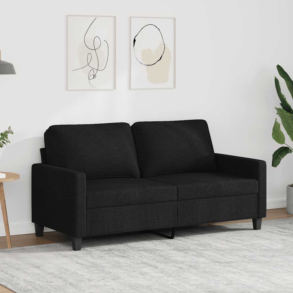Sofá de 2 lugares tecido 140 cm preto