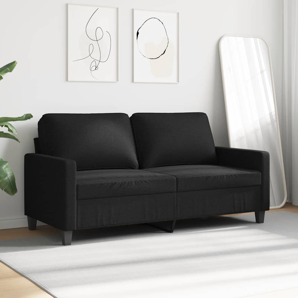 Sofá de 2 lugares tecido 140 cm preto