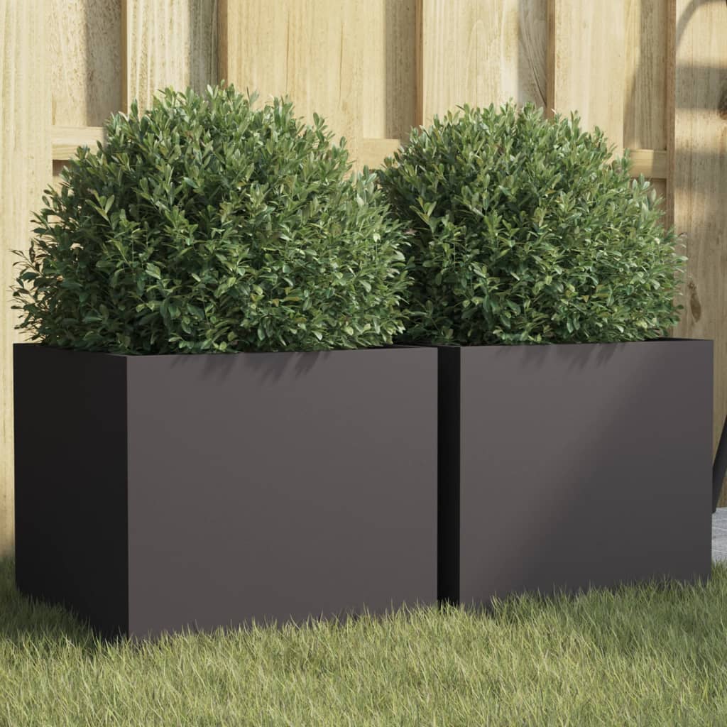 Vasos/floreiras 2 pcs 32x30x29 cm aço preto
