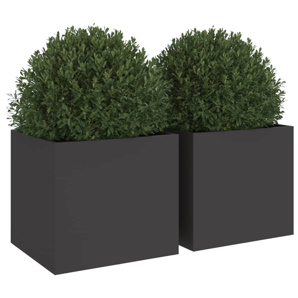 Vasos/floreiras 2 pcs 32x30x29 cm aço preto