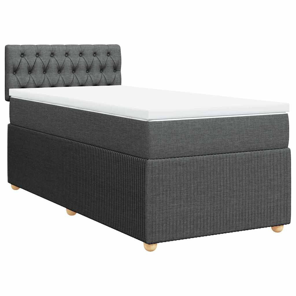 Cama com molas/colchão 100x200 cm tecido cinza-escuro