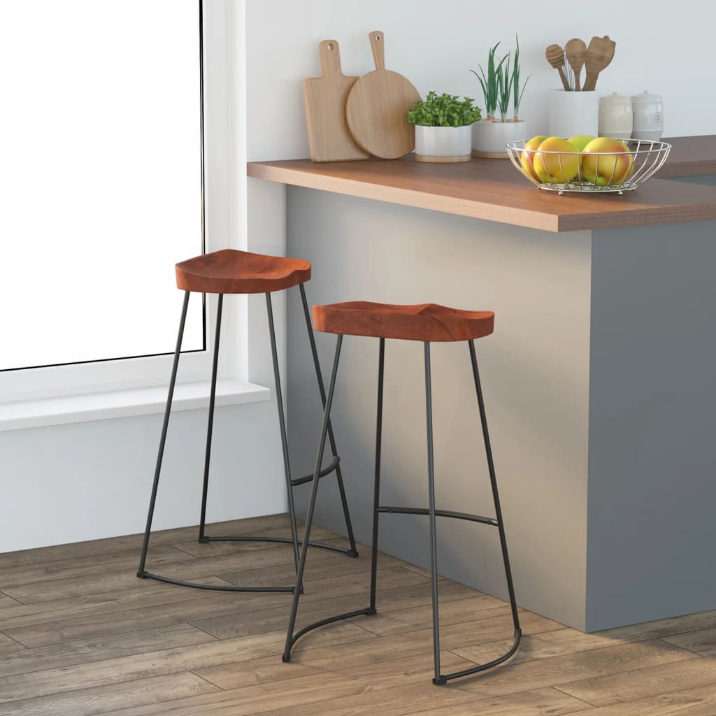 Bancos de bar gavin 2pcs 50x40x78cm madeira de mangueira maciça