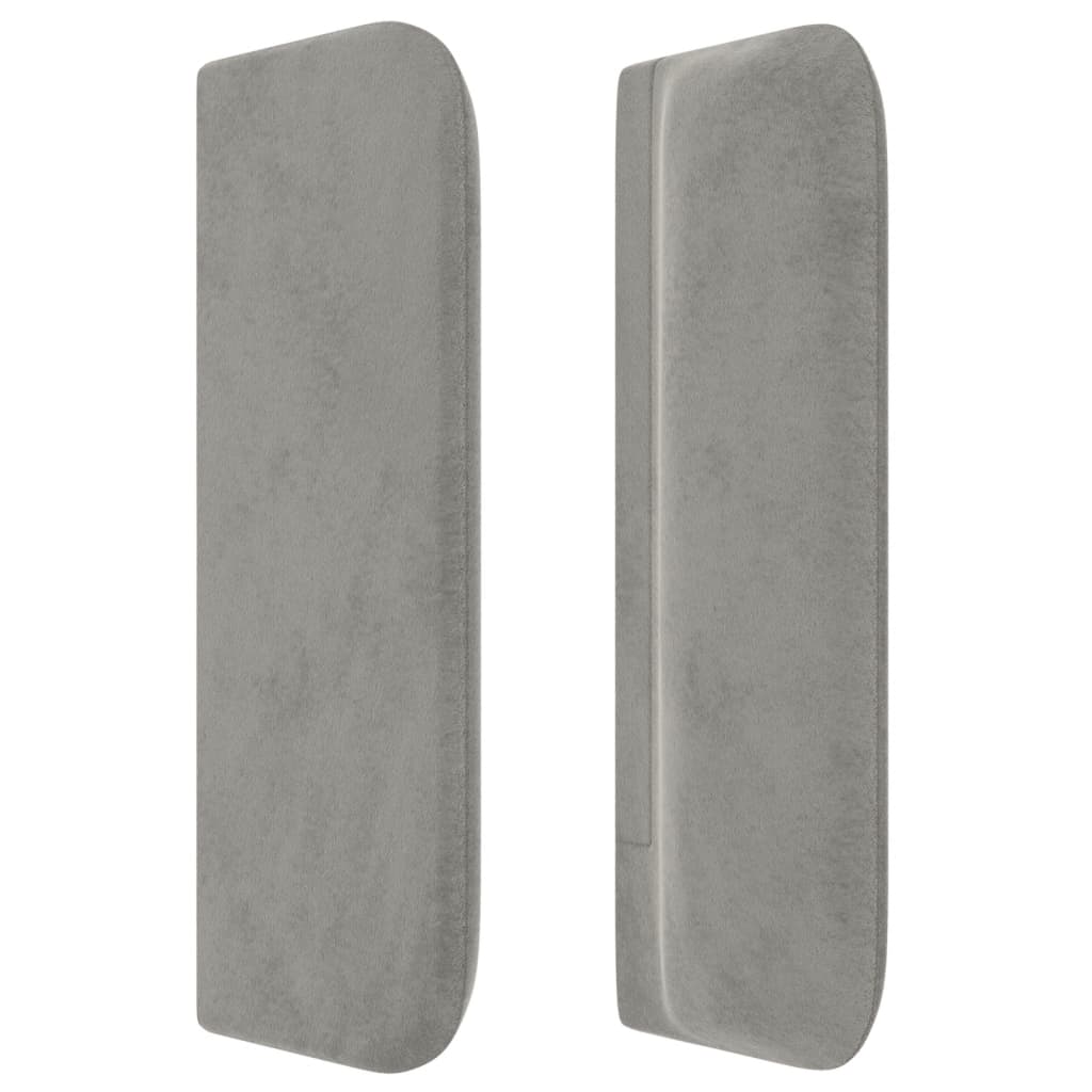 Cabeceira de cama c/ abas veludo147x16x78/88 cm cinzento-claro