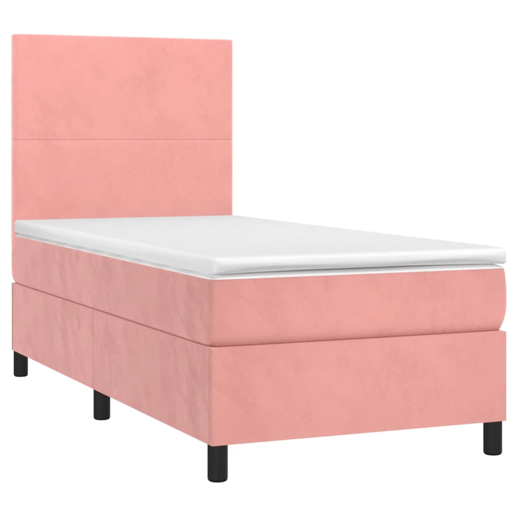 Cama com molas/colchão 90x190 cm veludo rosa