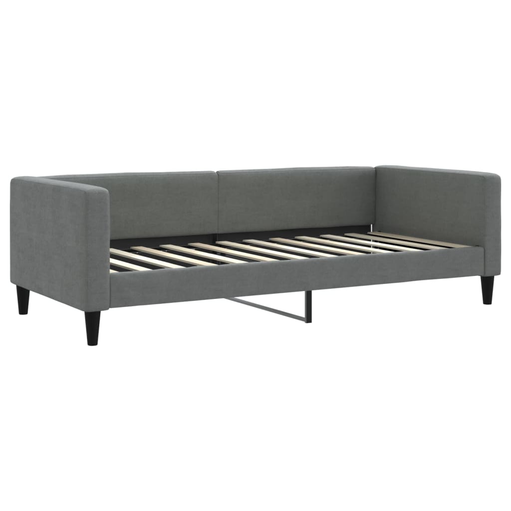Sofá-cama com colchão 90x200 cm tecido cinzento-escuro