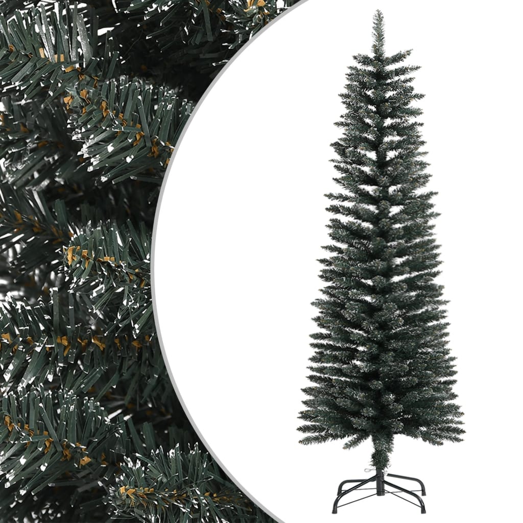 Árvore de natal artificial fina com suporte 120 cm PVC verde