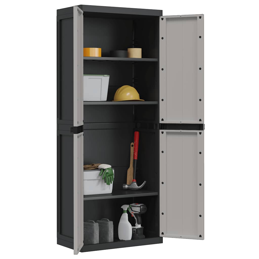 Móvel de arrumação para exterior 65x37x165 PP cinzento e preto