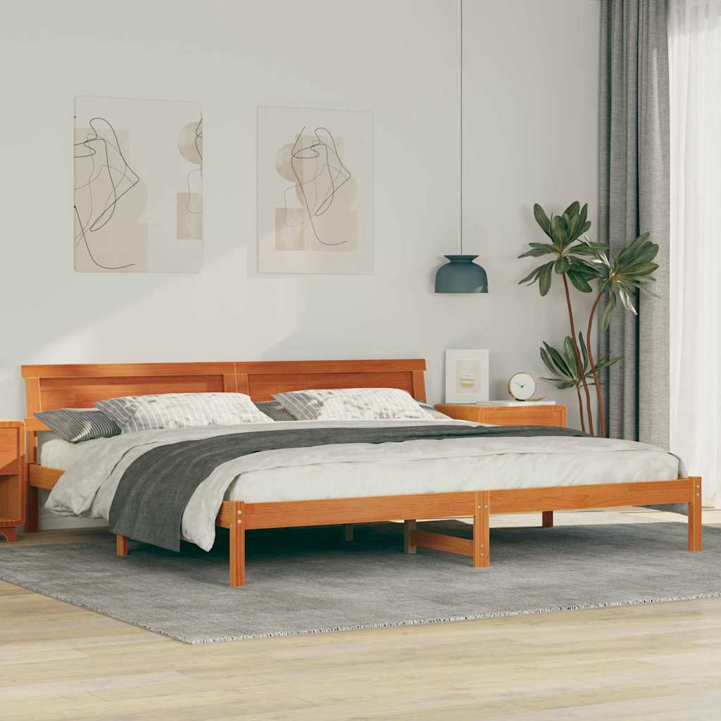 Estrutura da cama com cabeceira marrom cera 180 x 200 cm