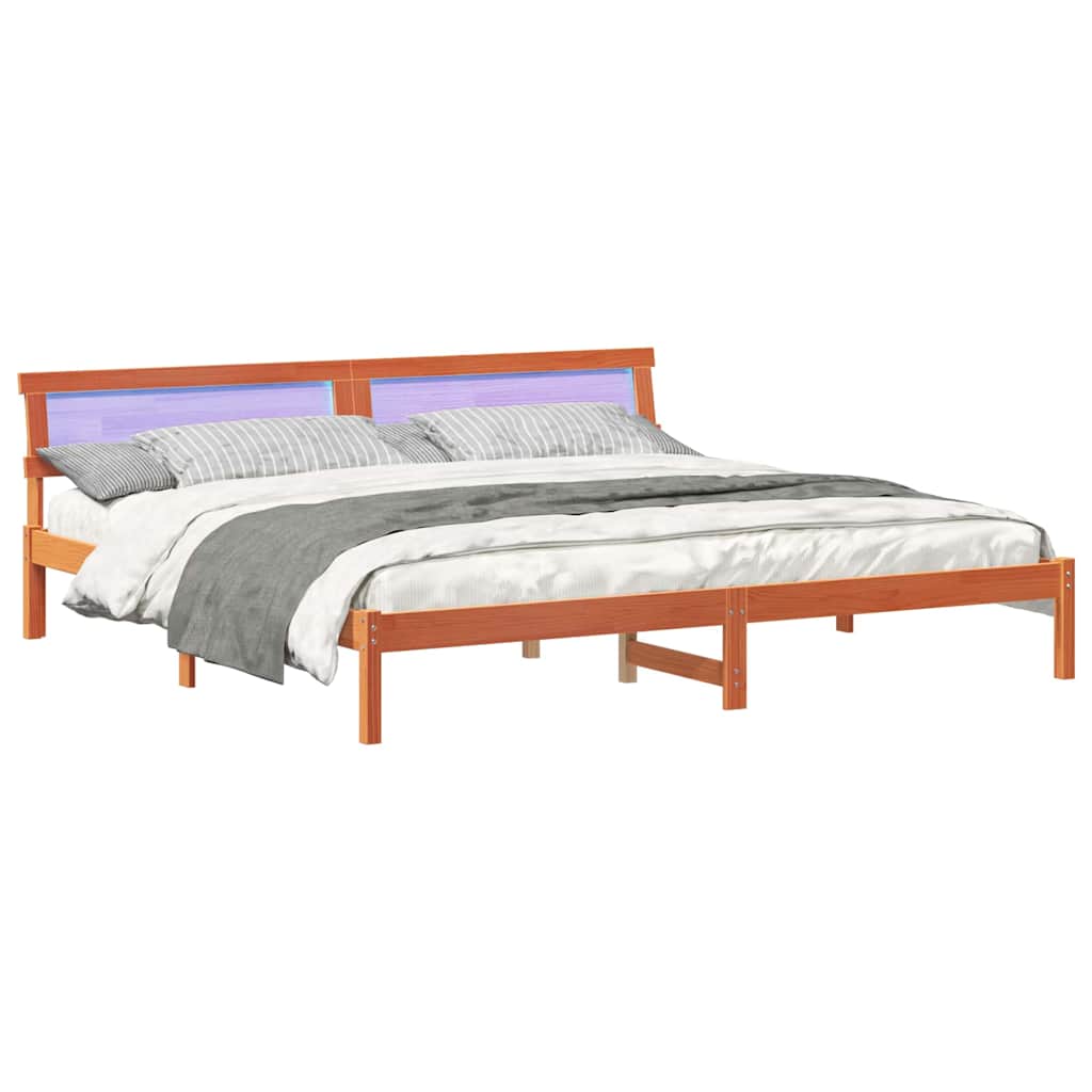 Estrutura da cama com cabeceira marrom cera 180 x 200 cm