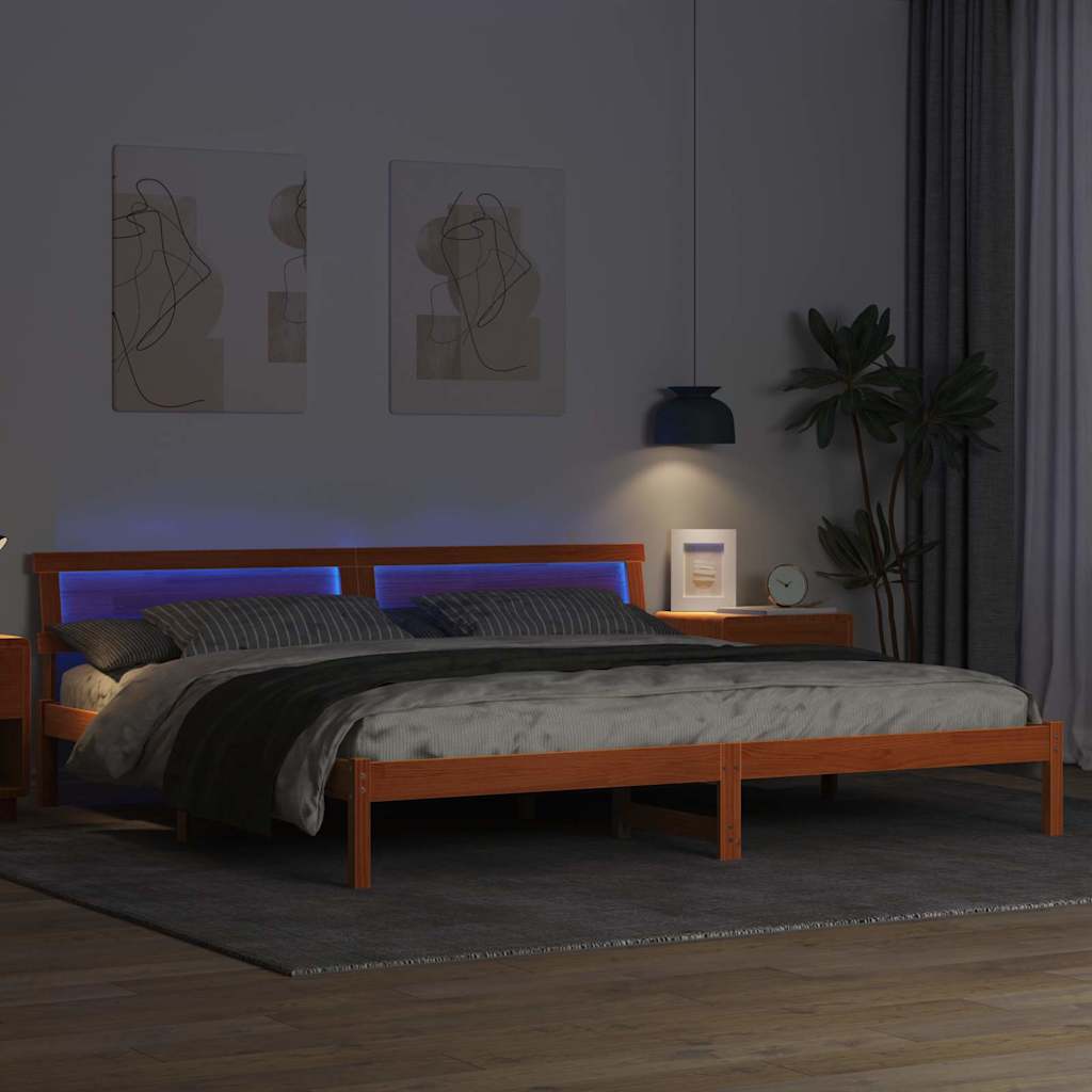 Estrutura da cama com cabeceira marrom cera 180 x 200 cm